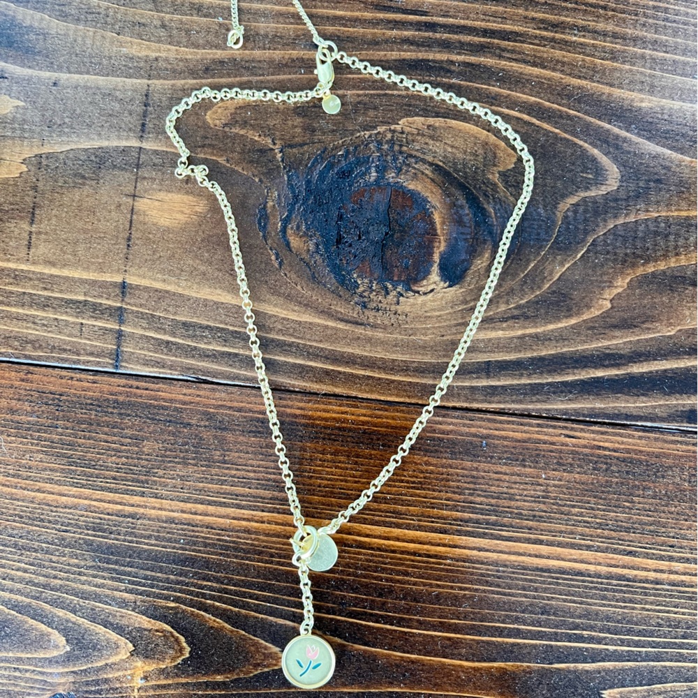 Madewell Enamel Tulip Lariat Necklace